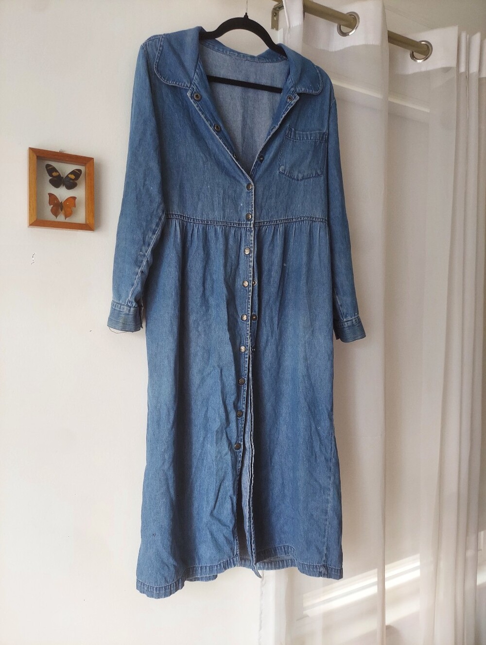 Vintage Western Light Denim Long Dress Small Medium Classic
